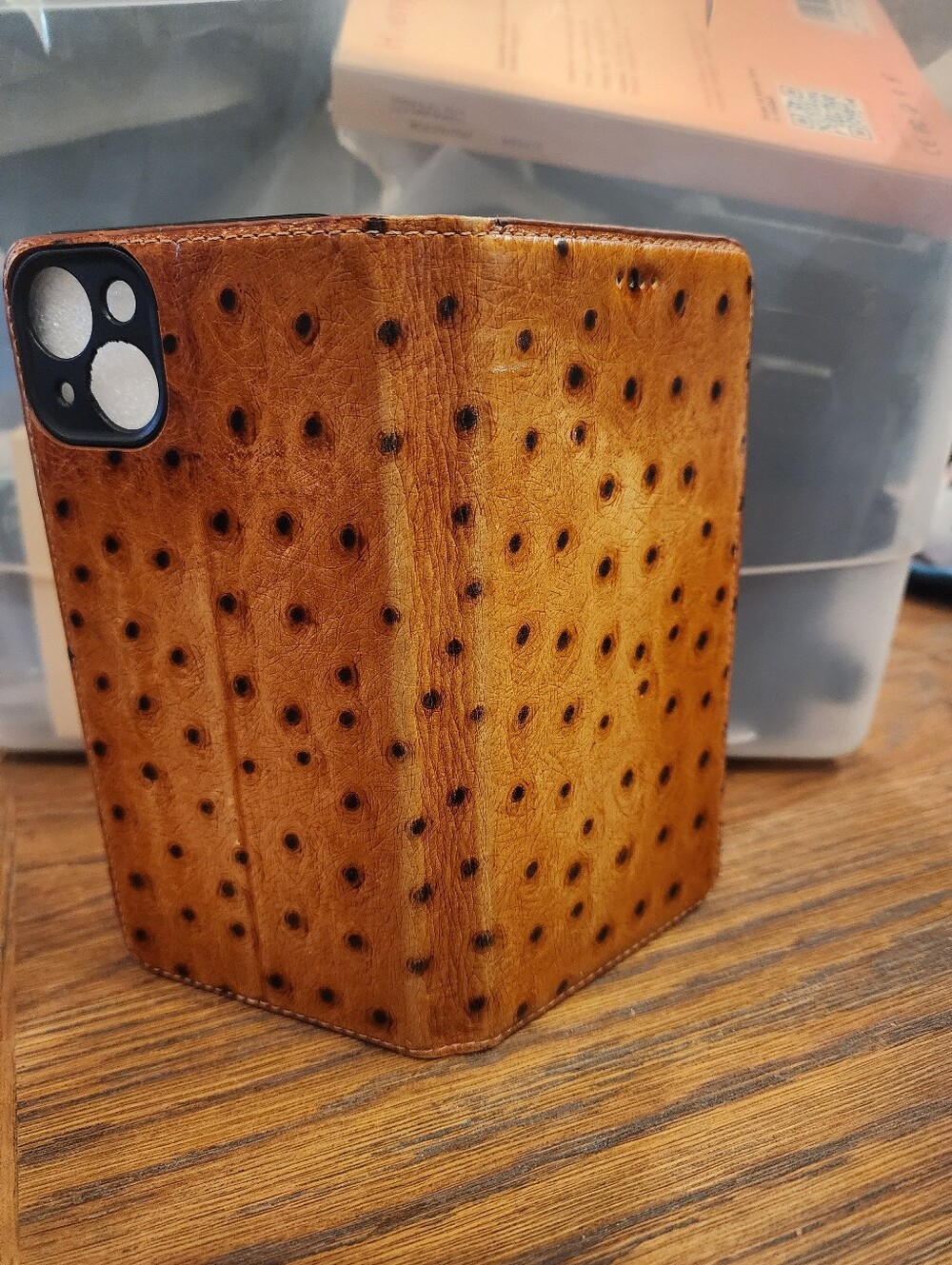 Torro I Phone 14 Leather Ostrich Print Phone Case New In Box